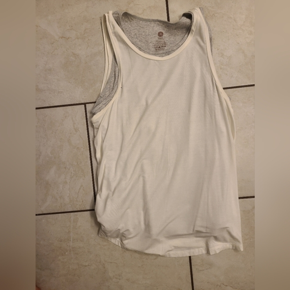 Women's White and Gray Sleeveless Top Nursing Friendly. Kindred Bravely